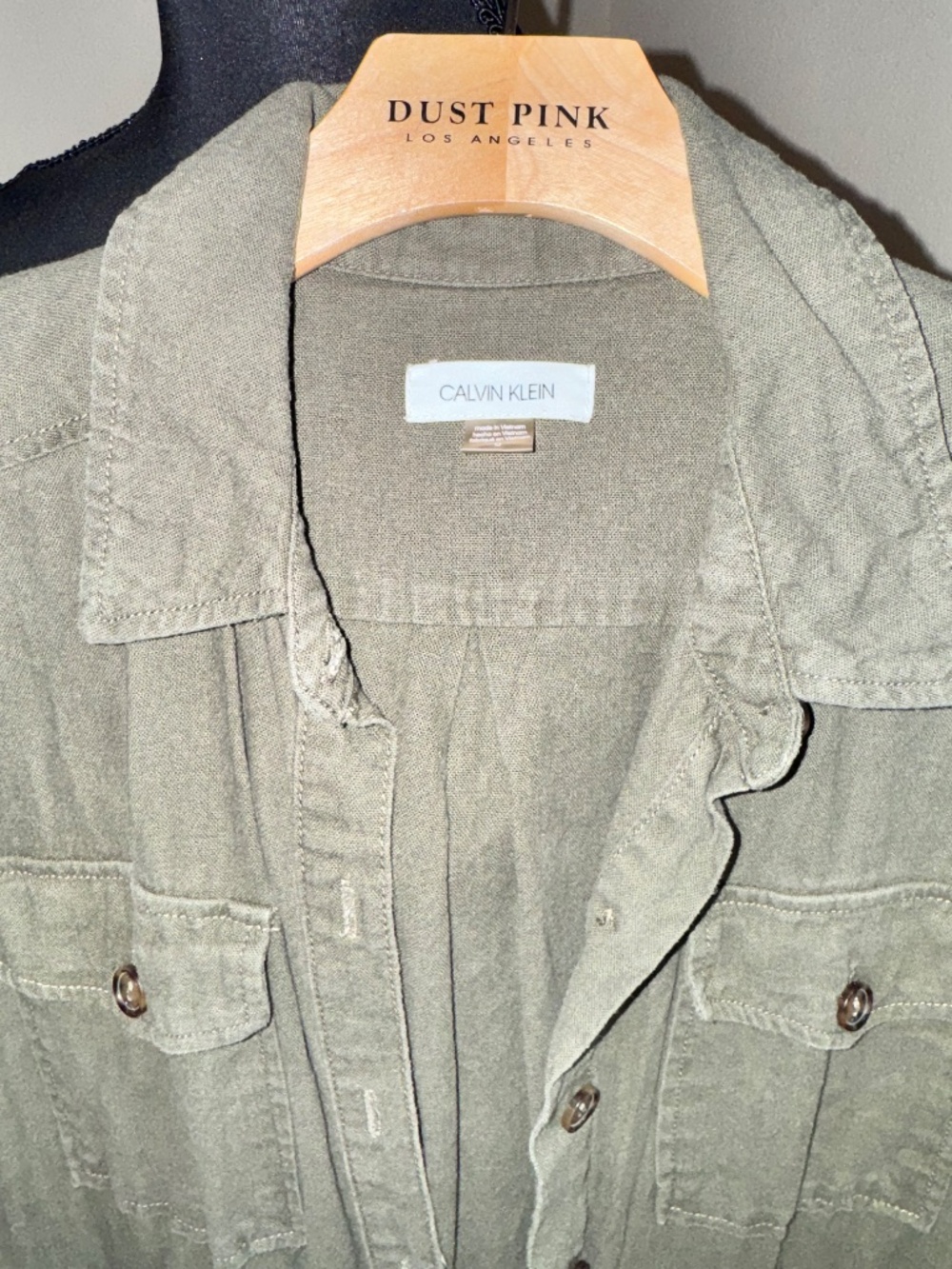 Calvin Klein Washed Linen Blend Shirt Dress - Picture 2 of 4